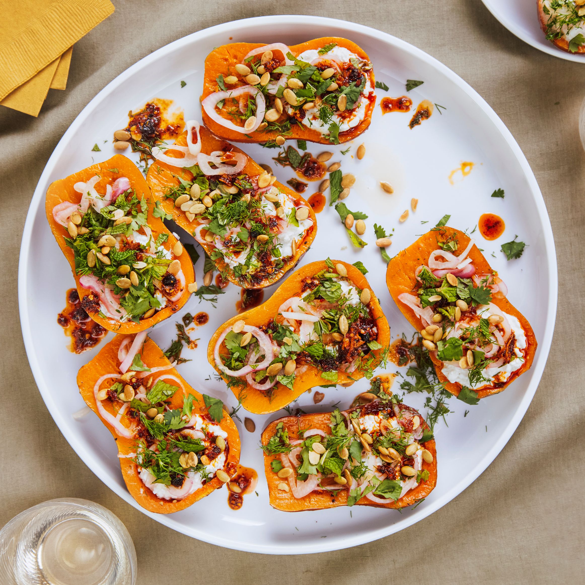 Roasted Honeynut Squash With Cottage Cheese and Chili Crisp